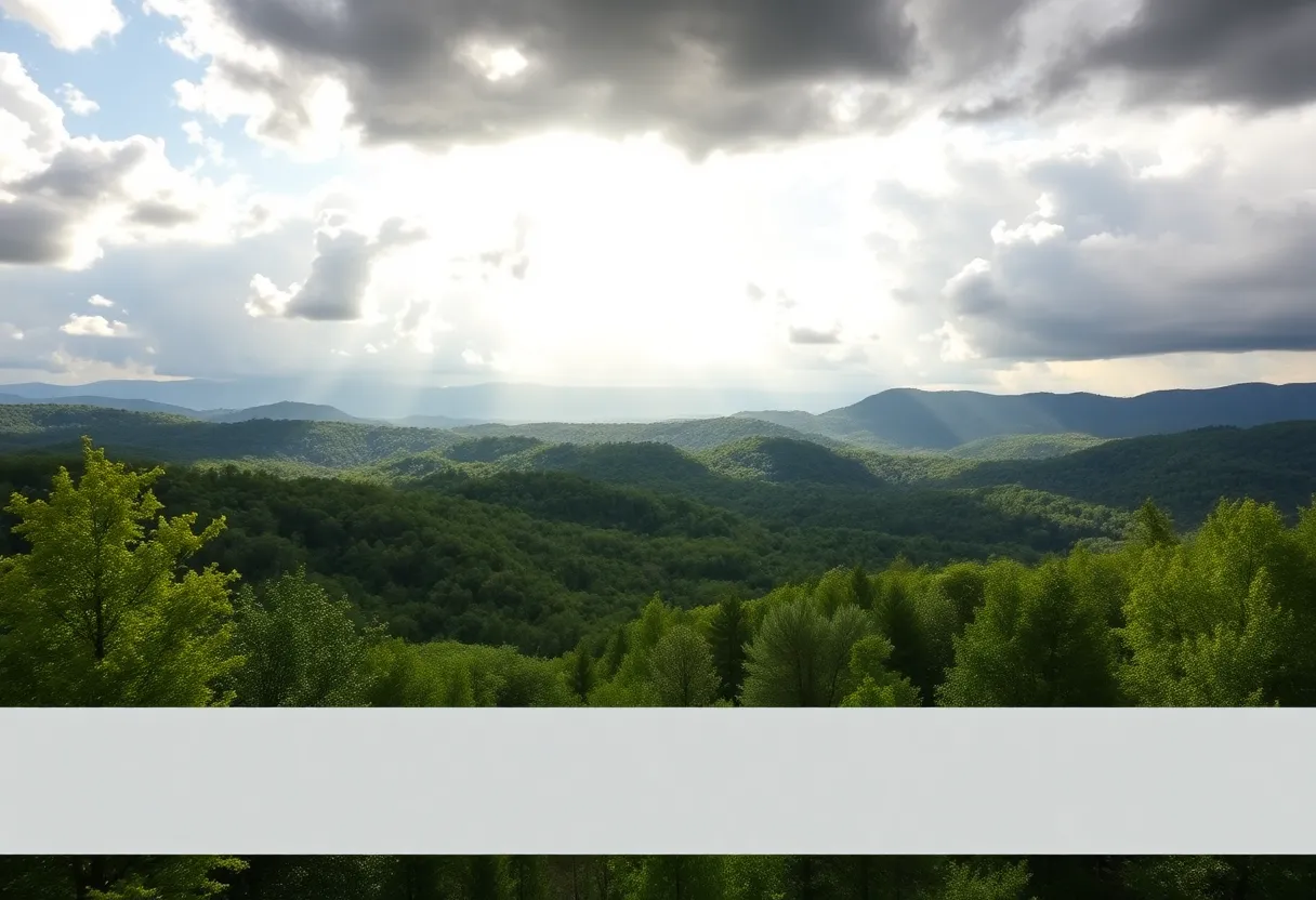 North Georgia landscape showing bright sunlight and dark clouds