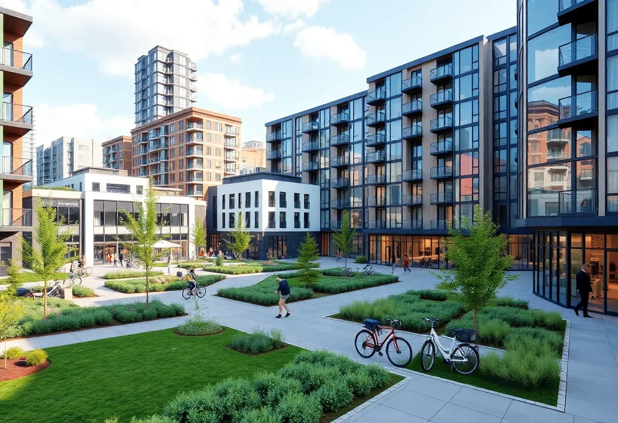 Conceptual illustration of One West End mixed-use development