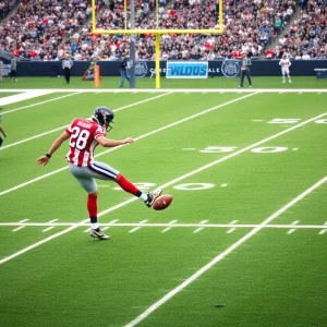 Parker Romo kicking a field goal during an NFL game