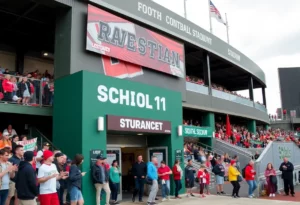 Fans celebrating at Allen E. Paulson Stadium during a football game.