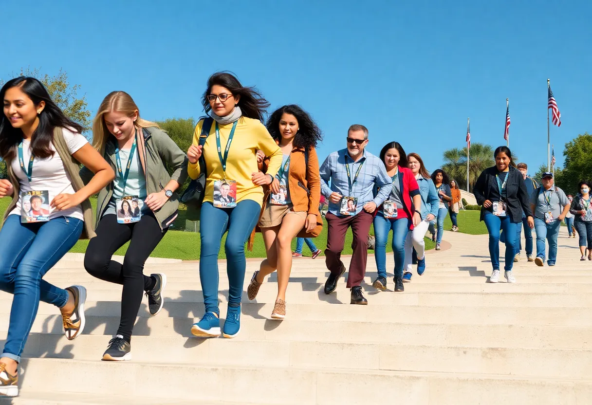 Participants climbing stairs at the Patriot Day Memorial Climb