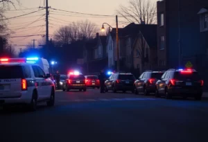 Police vehicles in a neighborhood after multiple shootings in Peoplestown, Atlanta