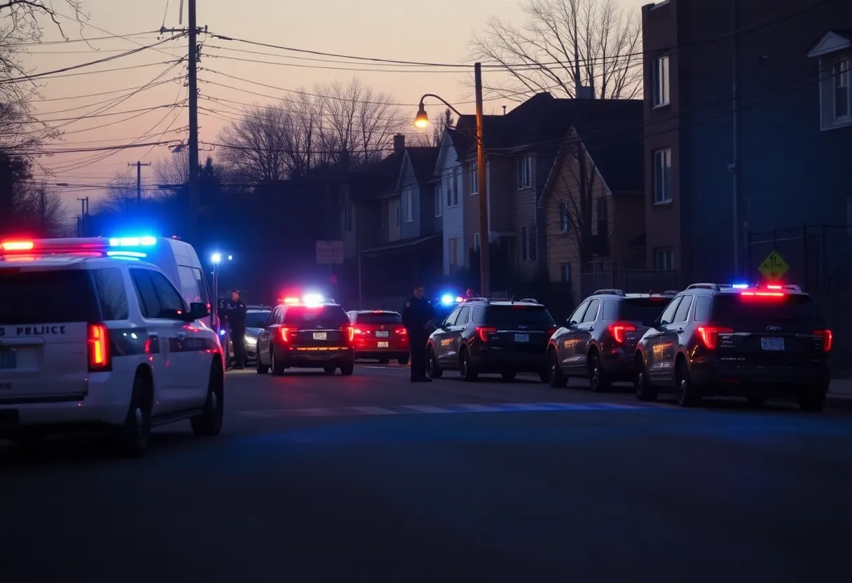 Police vehicles in a neighborhood after multiple shootings in Peoplestown, Atlanta
