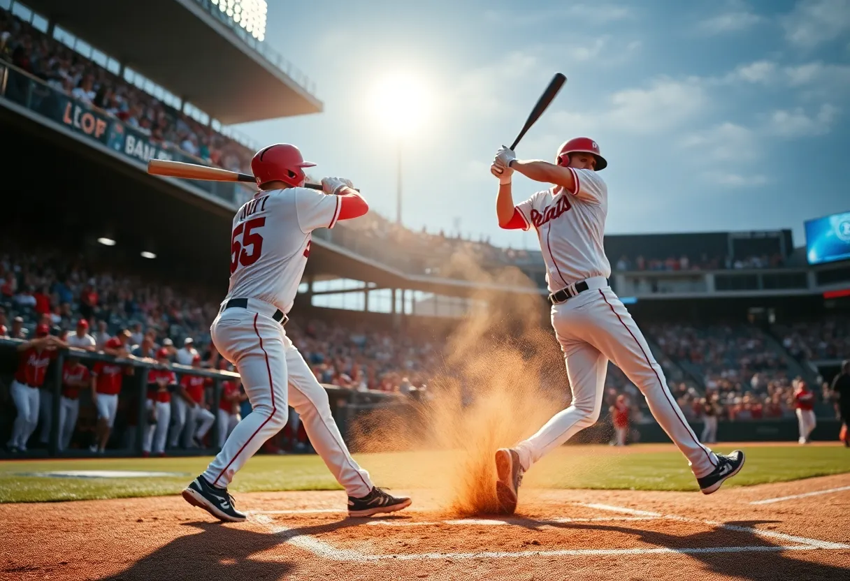 Philadelphia Phillies players celebrating on the field after hitting multiple home runs.