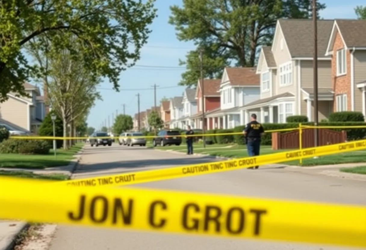 Law enforcement officers in a suburban neighborhood after a stabbing incident.
