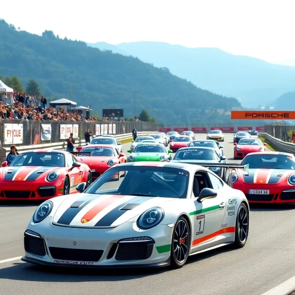 Porsche Carrera Cup cars racing at Road Atlanta