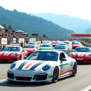 Porsche Carrera Cup cars racing at Road Atlanta