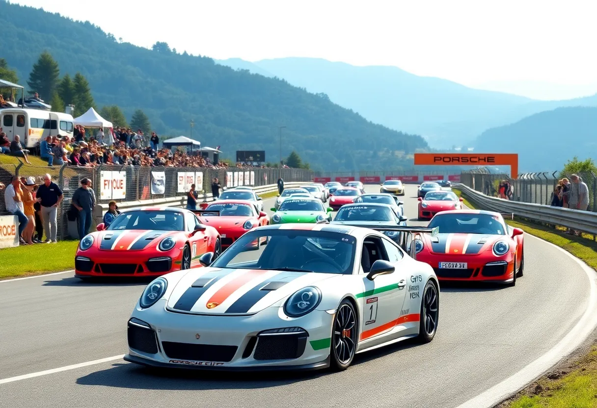 Porsche Carrera Cup cars racing at Road Atlanta