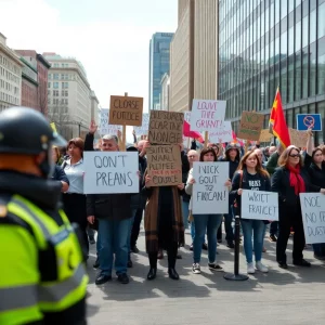 Peaceful protesters demonstrating against police training center in Atlanta