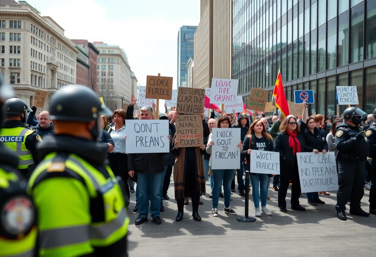 Peaceful protesters demonstrating against police training center in Atlanta