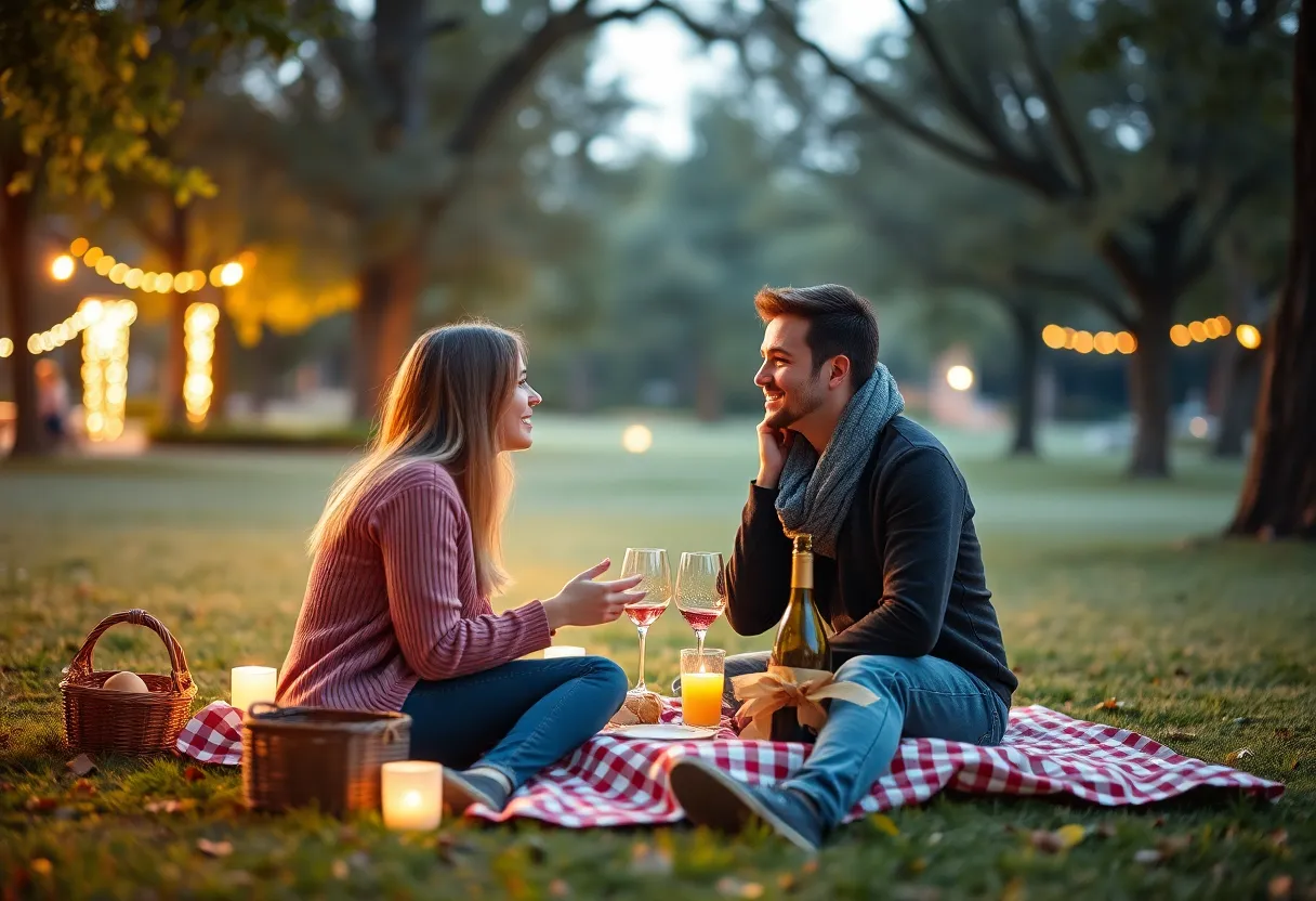 Cozy date night picnic setup in Brookhaven park.