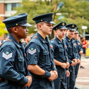 ROTC cadets engaging in a community event at Georgia Southern University