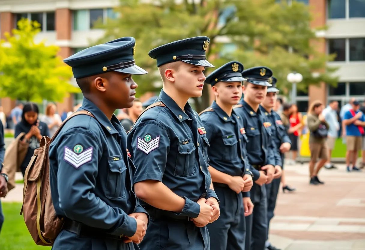 ROTC cadets engaging in a community event at Georgia Southern University