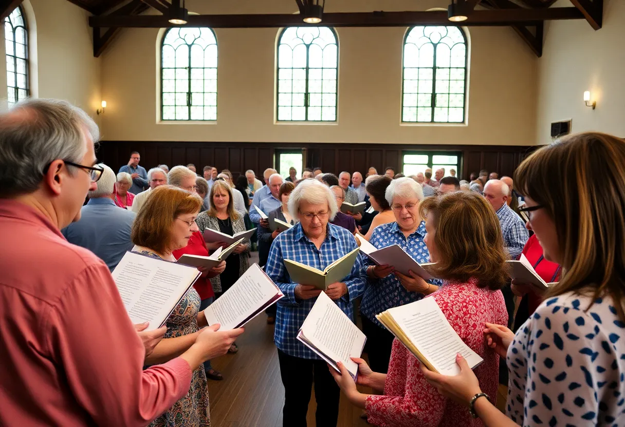Community gathering for Sacred Harp singing