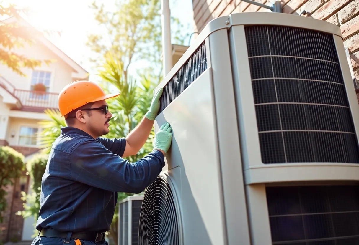 Technician repairing an air conditioning unit in Atlanta