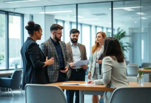 Team of benefits specialists in an office setting