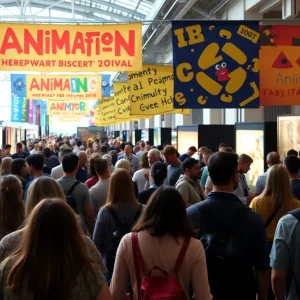 Festival attendees engaging in discussions at SCAD AnimationFest 2024