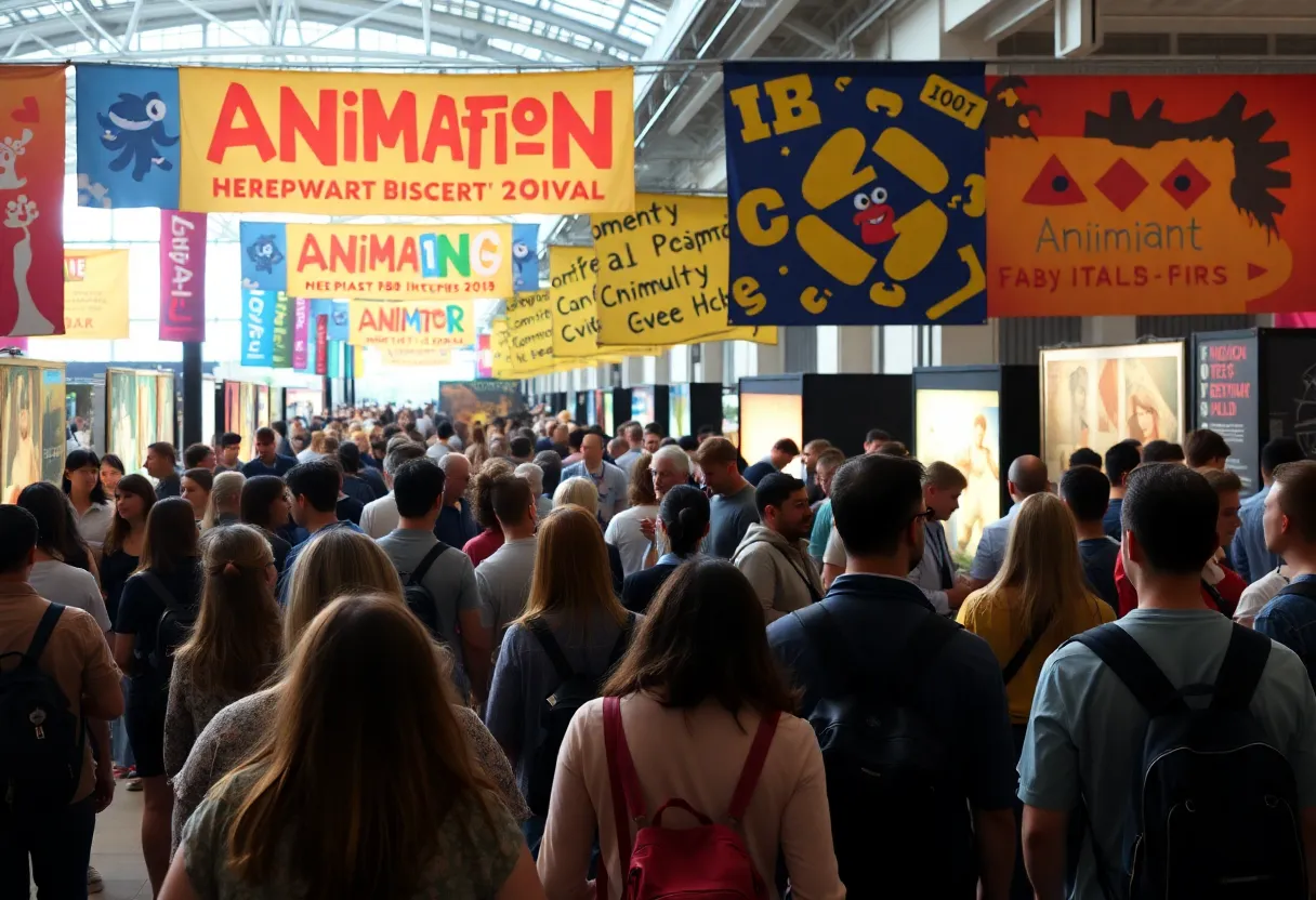 Festival attendees engaging in discussions at SCAD AnimationFest 2024