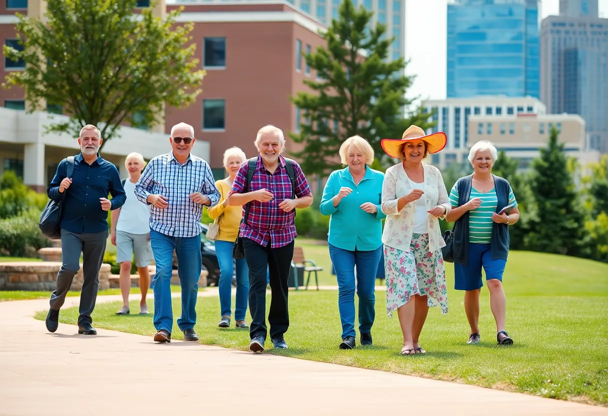 Seniors participating in outdoor activities in a community setting in Atlanta.