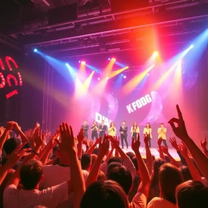 SF9 concert with fans cheering