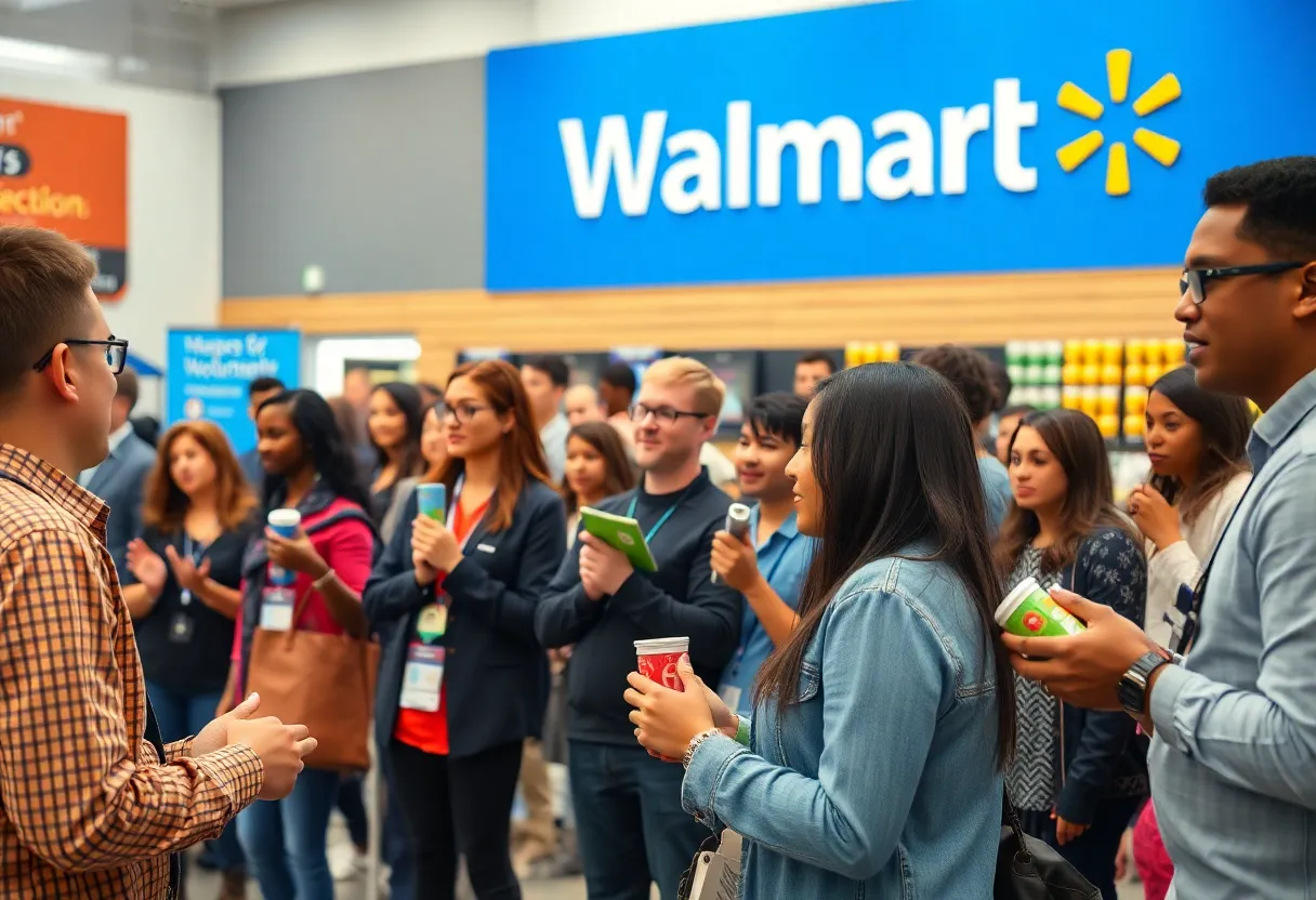Entrepreneurs presenting innovative products at Walmart pitch event