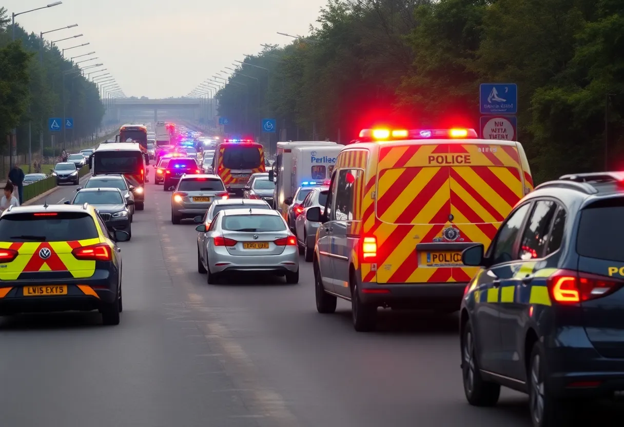 Police handling a traffic incident in Smyrna, Georgia.
