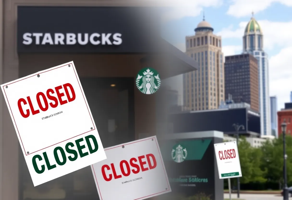 Closed Starbucks store in Atlanta with empty storefront