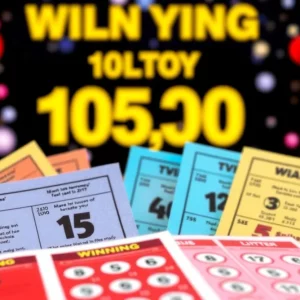 Scratch-off lottery ticket with winning announcement