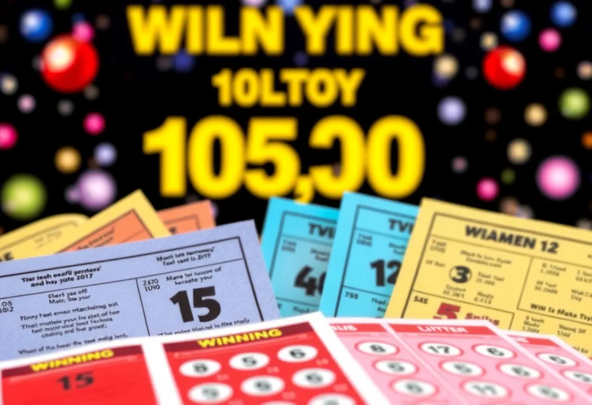 Scratch-off lottery ticket with winning announcement