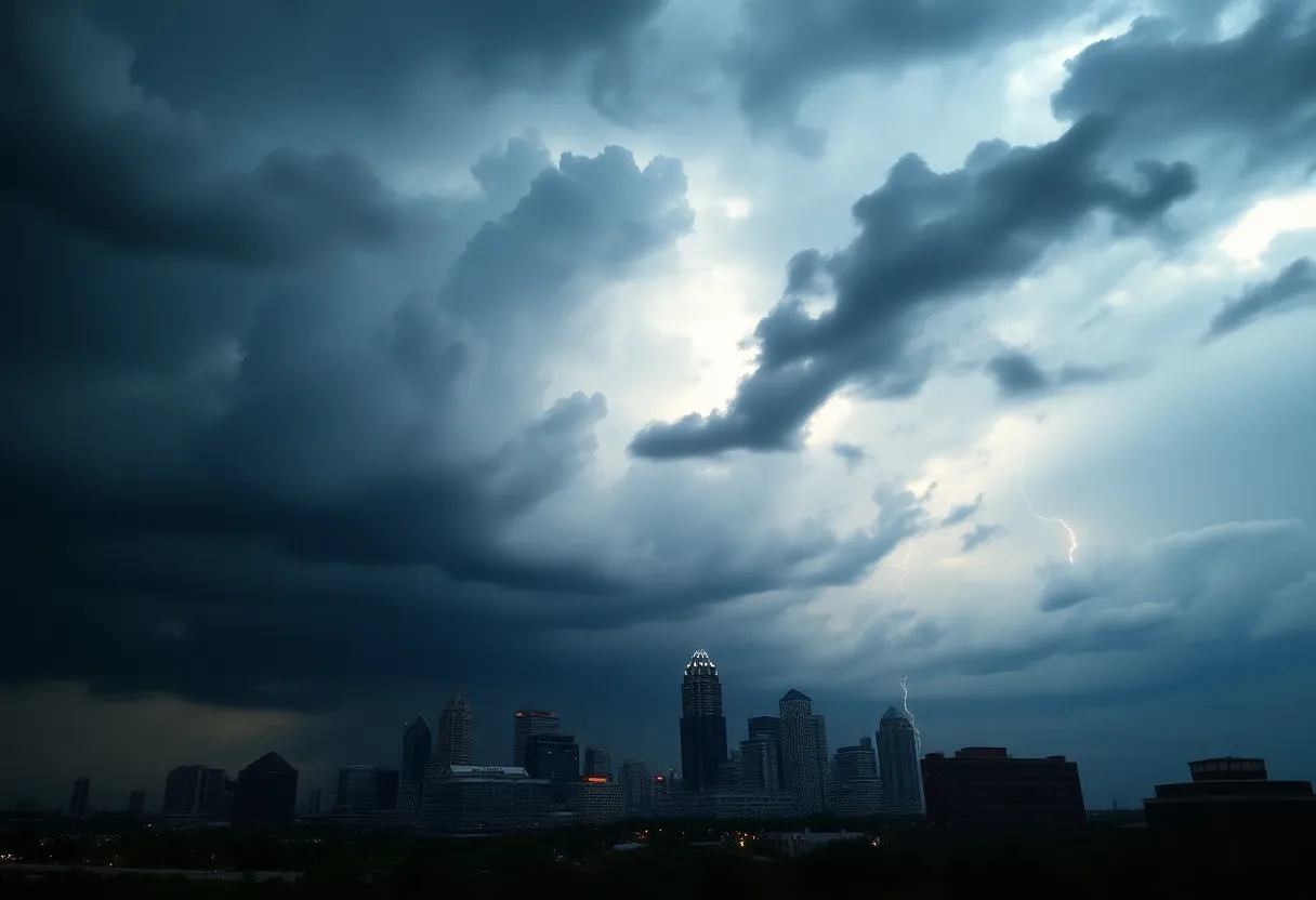 Storm clouds over the Atlanta skyline