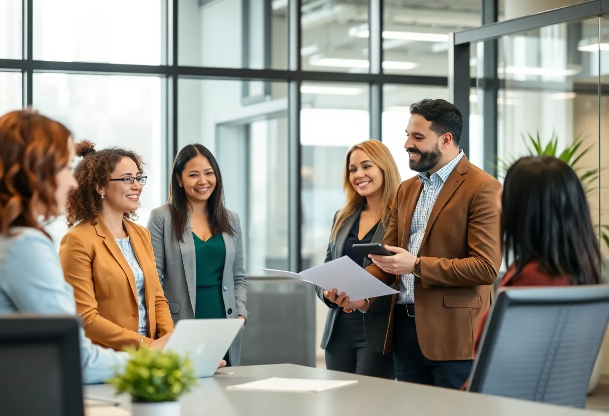 Benefits specialists collaborating in an office in Atlanta