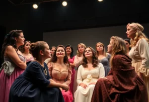A scene from the all-female version of The Taming of the Shrew by Atlanta Shakespeare Company