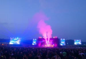 Outdoor concert crowd at Blackweir Fields