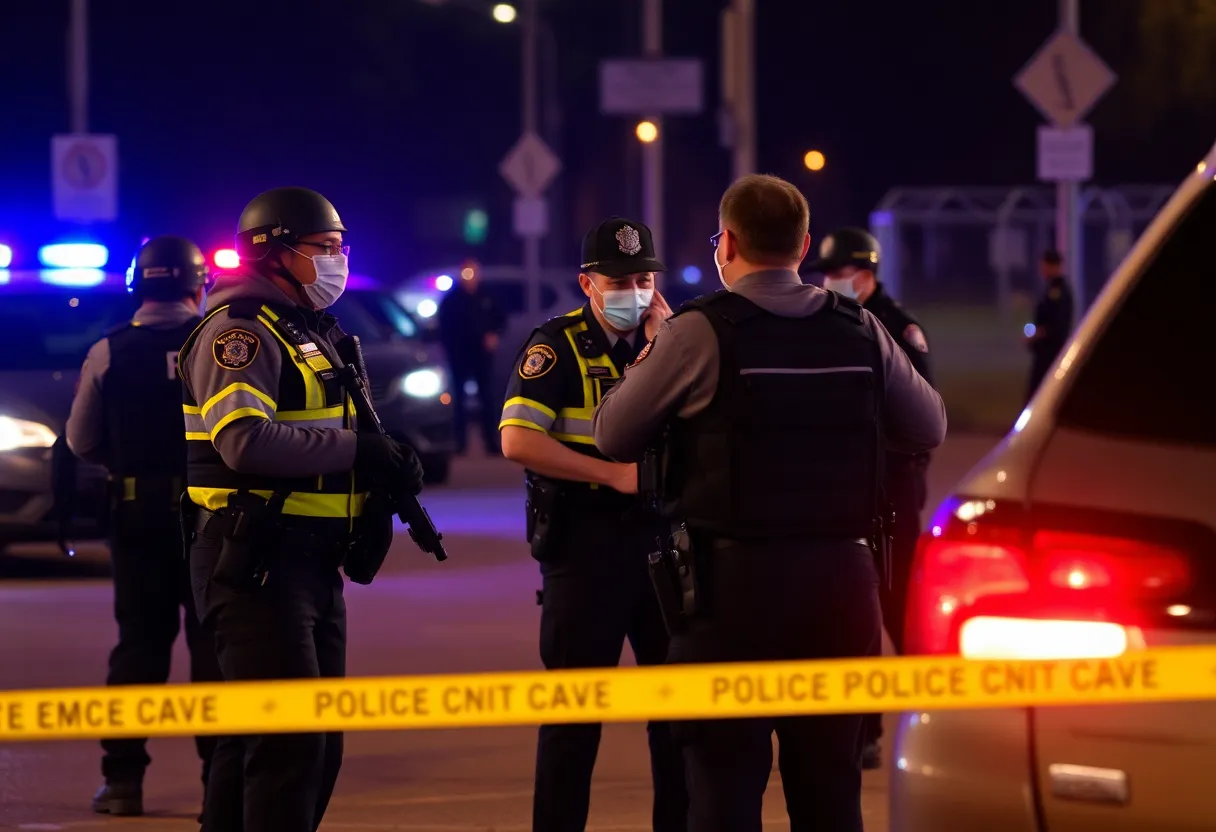 Law enforcement officers at an emergency scene.