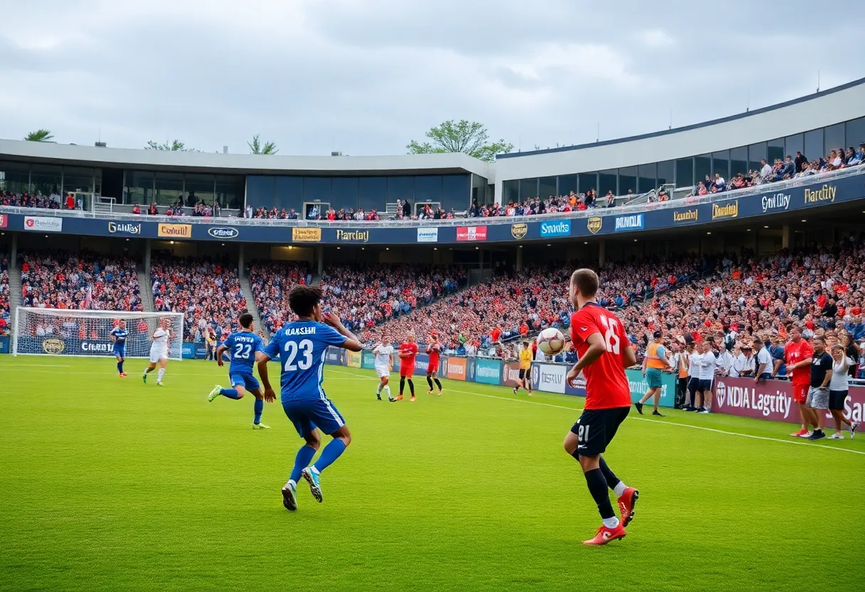 Players from the University of Georgia women's soccer team in action during the season opener.