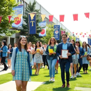 Students celebrating academic achievements at Georgia State University