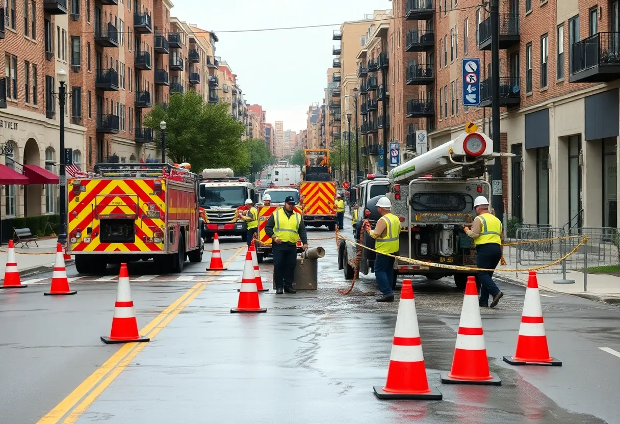 Emergency crews repairing a water main break in Atlanta.