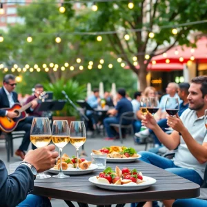 Guests enjoying wine on the Beltline at Buena Vida Tapas