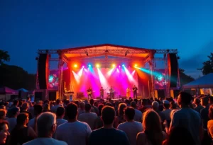 Young Thug performing at a free concert in Atlanta