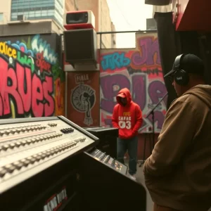 Young Thug discussing his experiences in a vibrant Atlanta setting