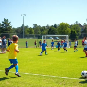 Youth soccer teams in action at Georgia Soccer Park during the ECNL event.