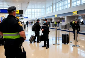 Security personnel at an airport ensuring safety
