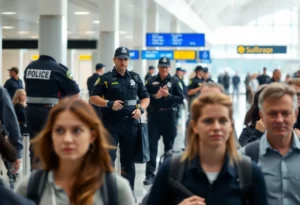 Law enforcement responding to a security threat at an airport