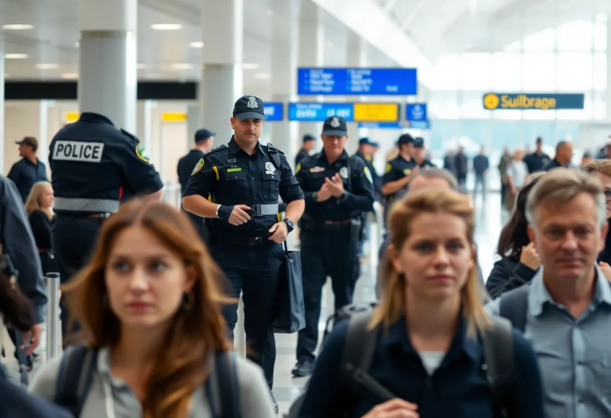 Law enforcement responding to a security threat at an airport