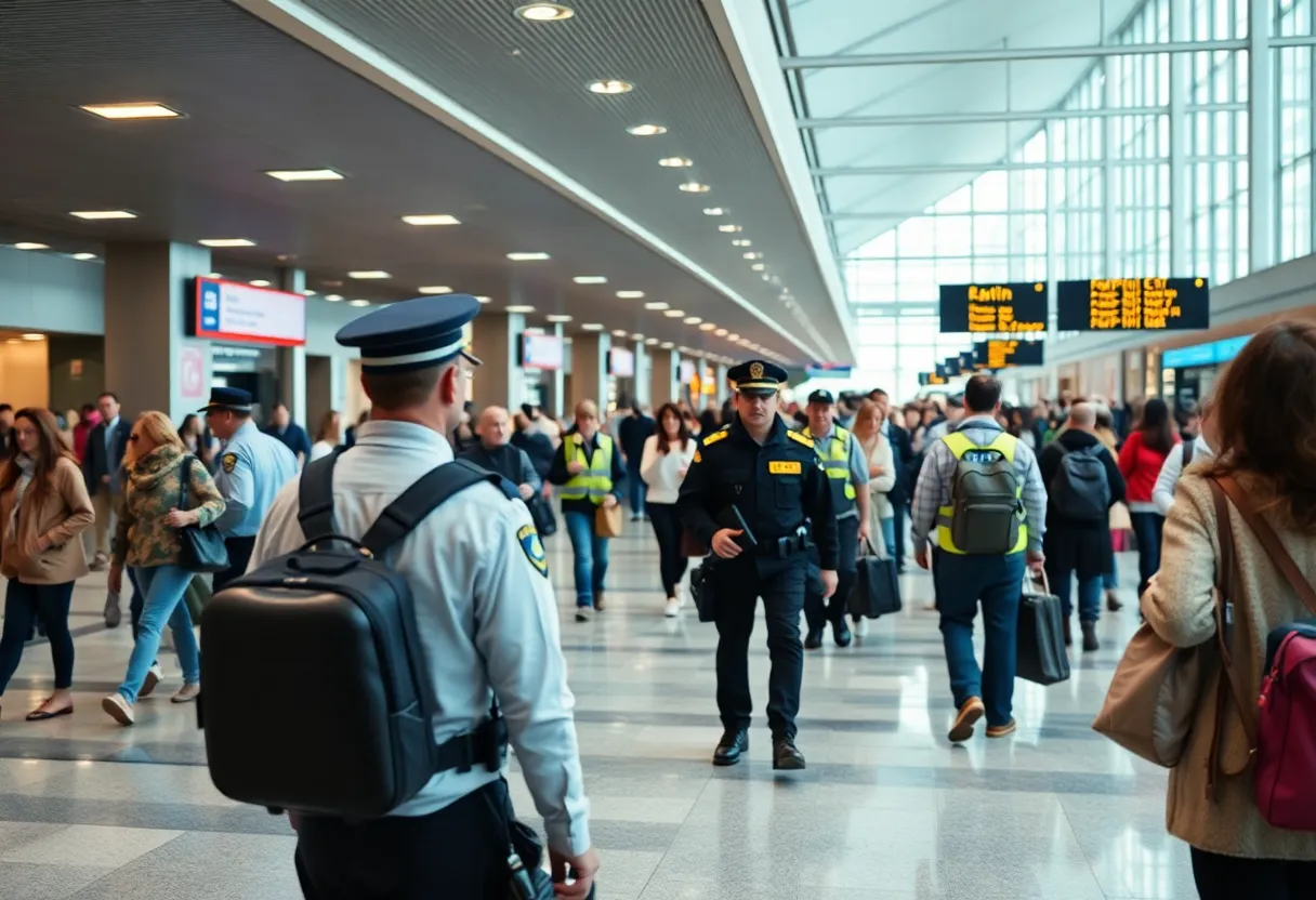Passengers and police at Hartsfield-Jackson Atlanta International Airport