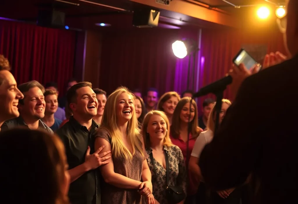 Audience laughing at a comedy show