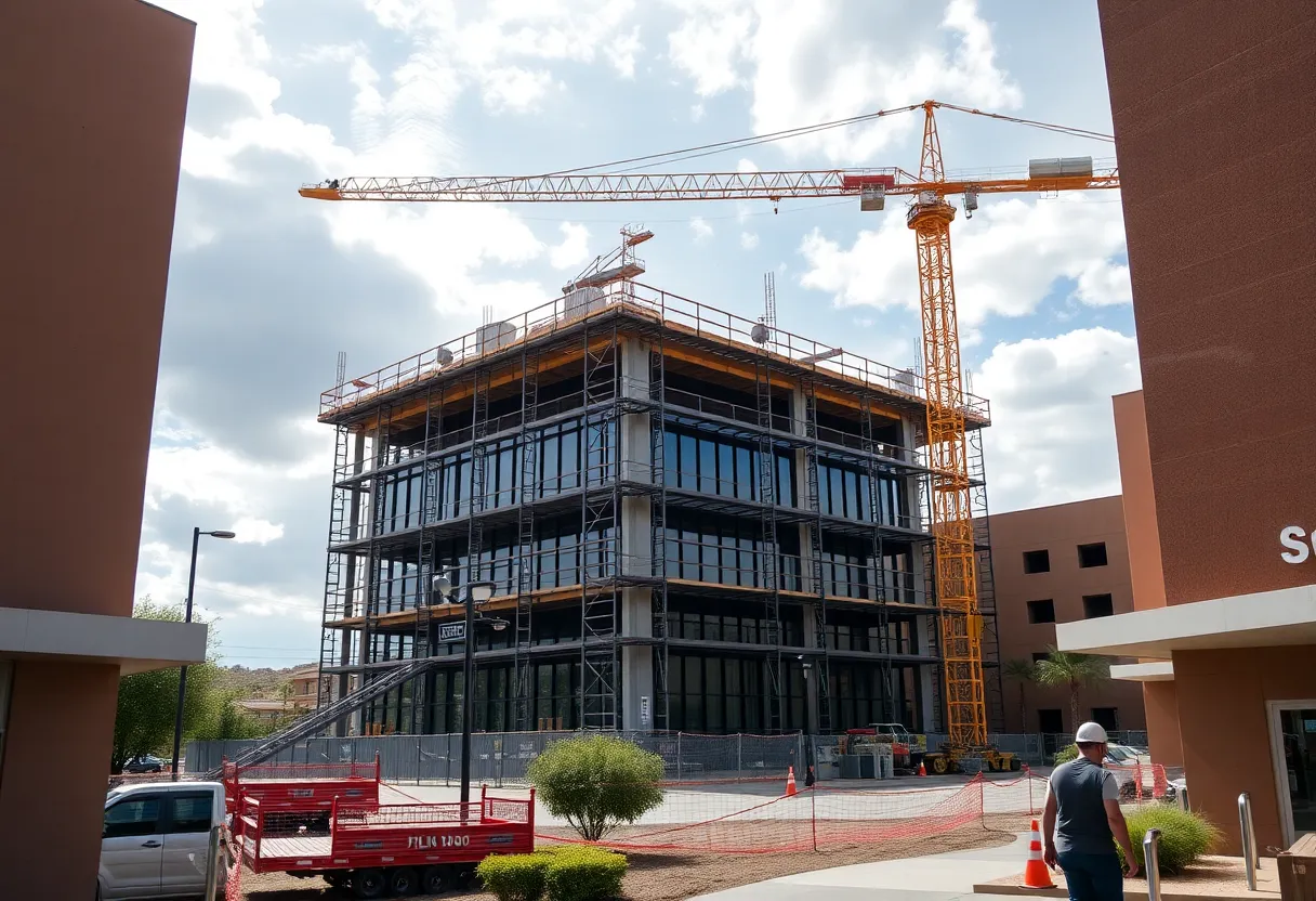 Construction site of Arrowhead Studios at New Mexico State University