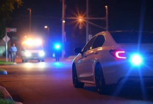 Police lights at a carjacking scene in Atlanta