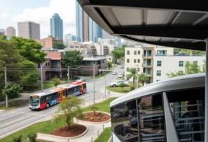 An artistic representation of Atlanta's community focusing on transit, parks, and housing improvements