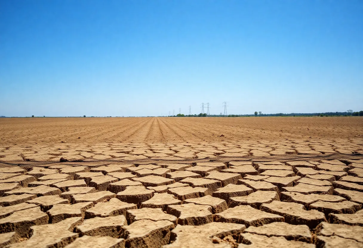 A dry agricultural field in Atlanta highlighting drought conditions.